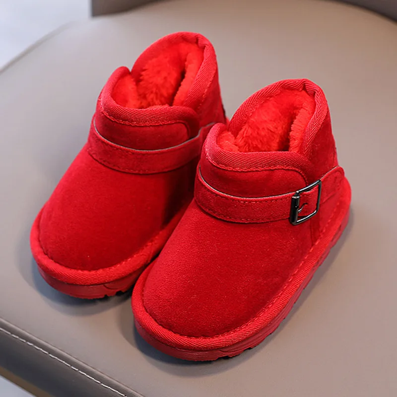 

Wholesale Kids Snow Boots Anti-slip Plush Lining Winter Boys and Girls Boots, Red camel coffee