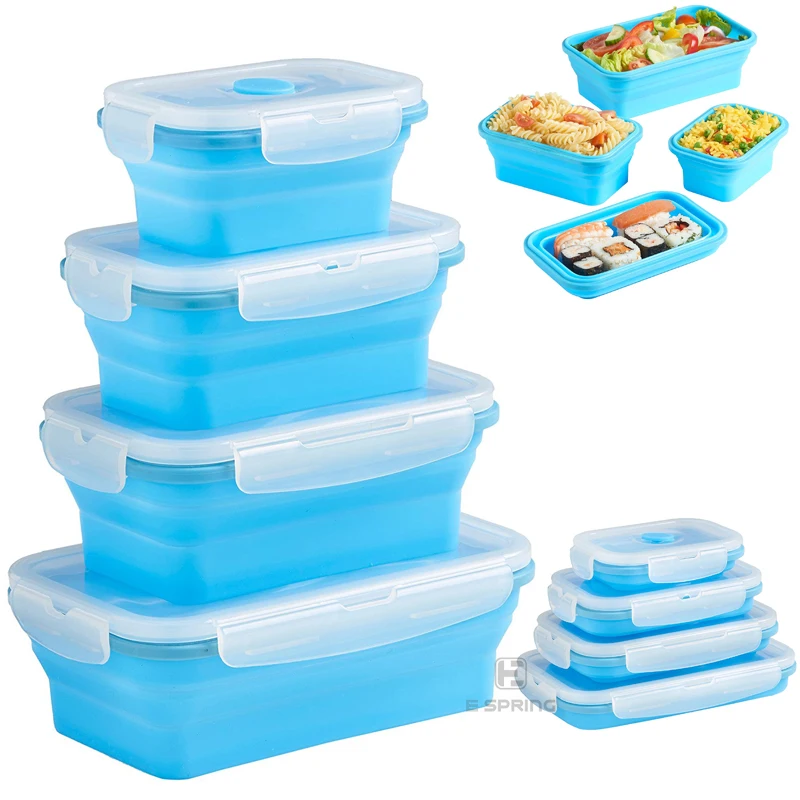 

Microwavable Silicone Food Storage Containers Collapsible Lunch Box