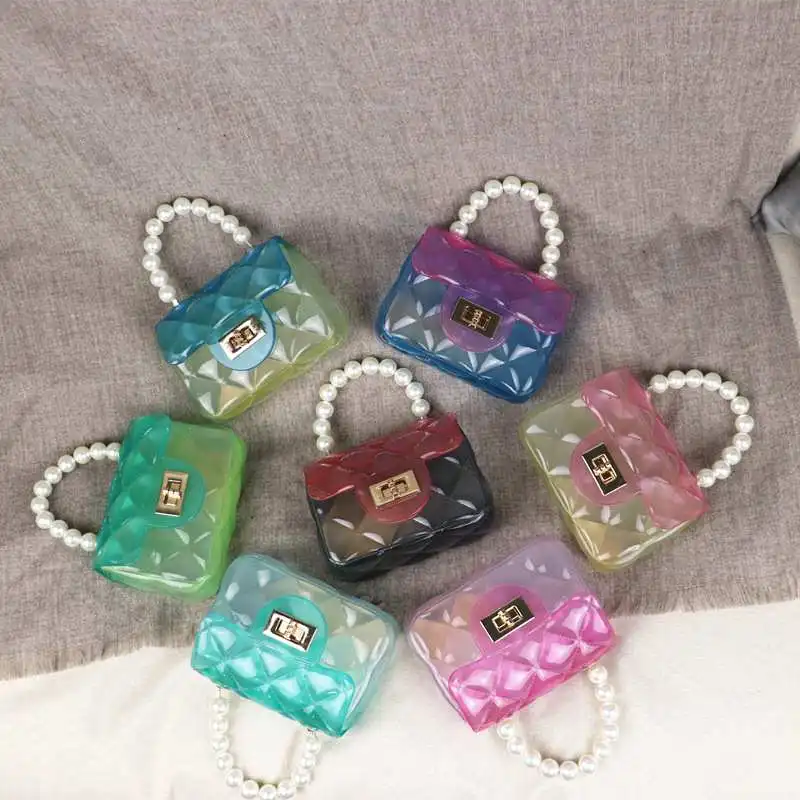 

rainbow color Ladies Small Chain Cute Keychain Coin Purses Women Jelly Purse Mini jelly purse for kids, Customizable