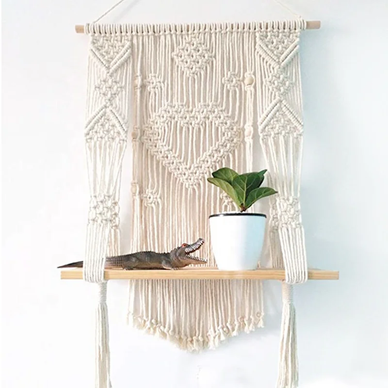 

Indoor Decorative Wall Plant Hanger Macrame Wall Hanging Shelf