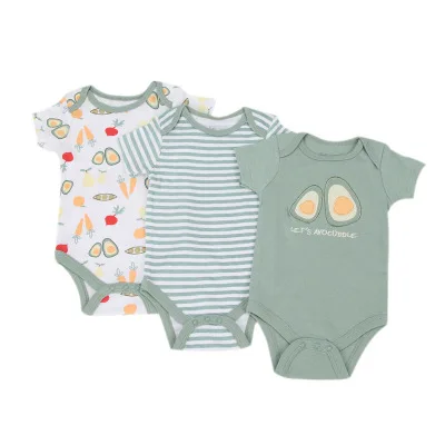 

High quality organic cotton summer 3-pieces set newborn gift baby triangle romper neutral baby clothes