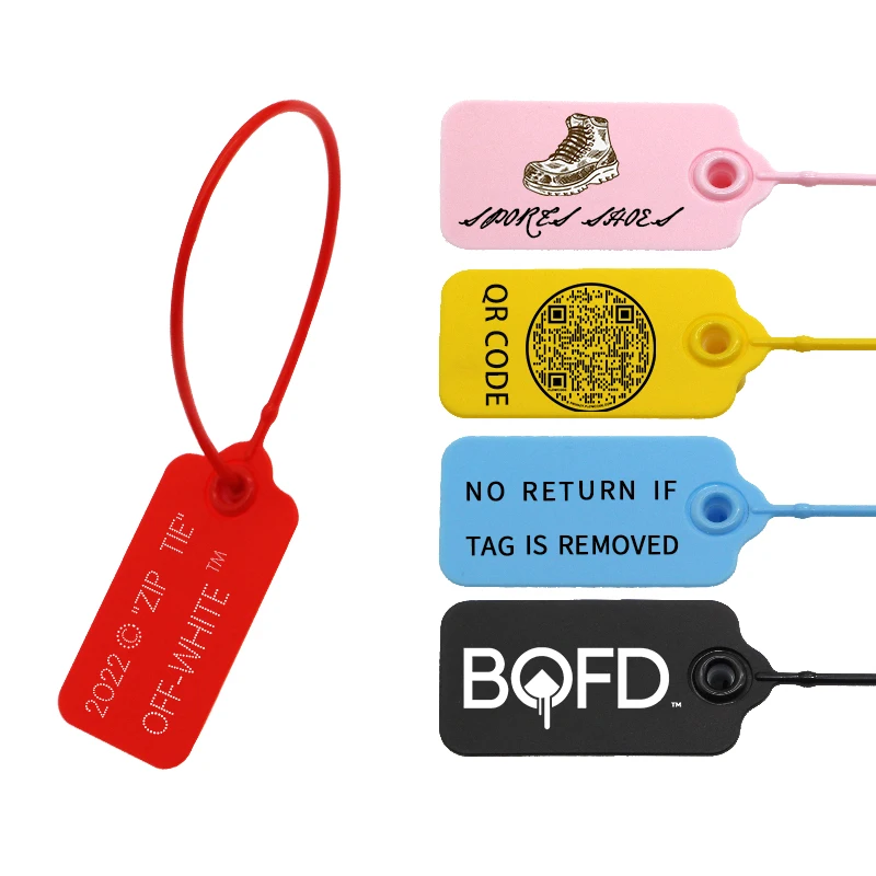 

Anti-theft zip tie luggage tag custom logo luxury plastic seal clothing tagger hangtag thank you tags, Customized color