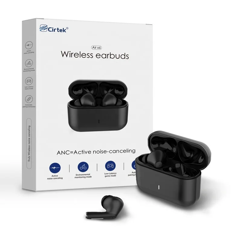 

Cirtek 2021 amazon hot sale TWS ANC Popular Mobile Accessories Headset Free Wireless In-ear Headphones Earphones Earbuds, Black