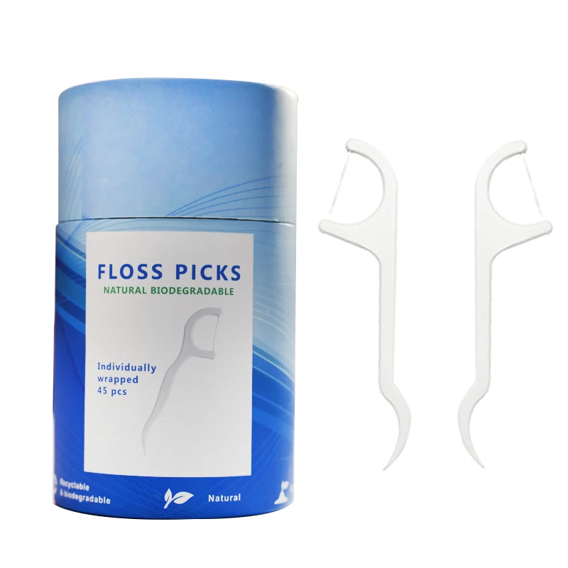 

Bulk customized logo waxed mint flavor tooth cleaning flosser holder dental floss pick