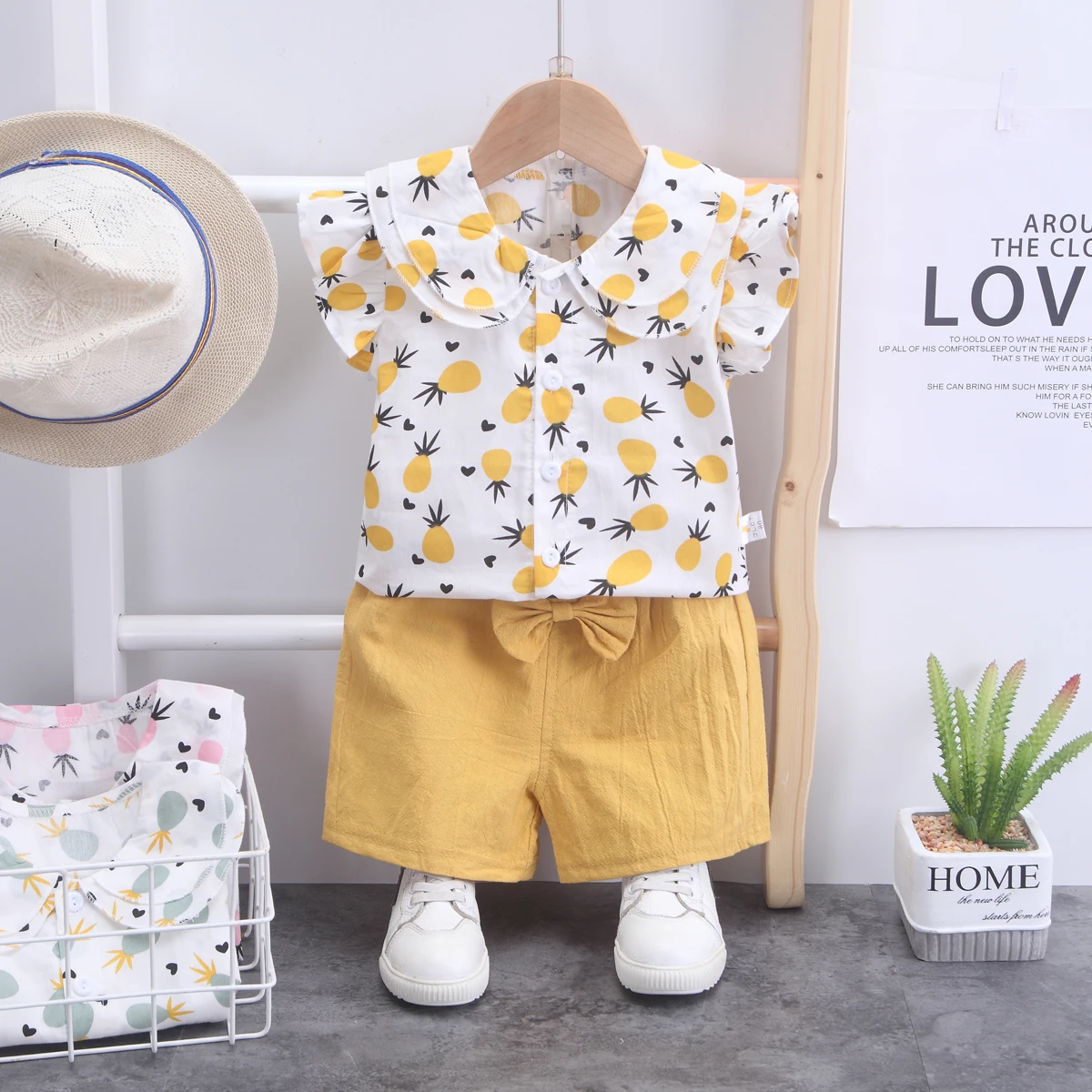 

Children's clothing wholesale preschool education girls wear summer cotton breathable short-sleeved shirt top and cotton crepe s