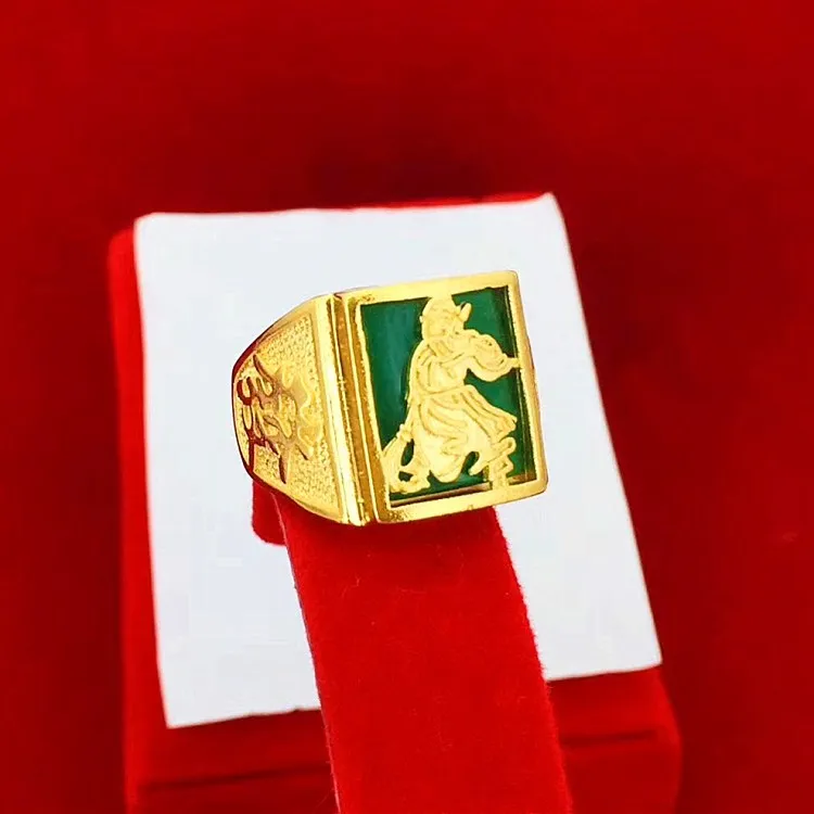 

Dubai Gold Agate Eagle And Dragon Ring Brass Gilded Guan Gong Ring Exquisite Craftsmanship Alloy Gold Men's Jewelry