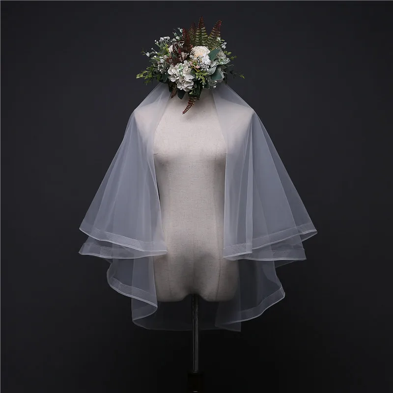 

ROMANTIC Fashion Latest Short Tulle Wedding Bridal Veil Lace women Wedding Veil