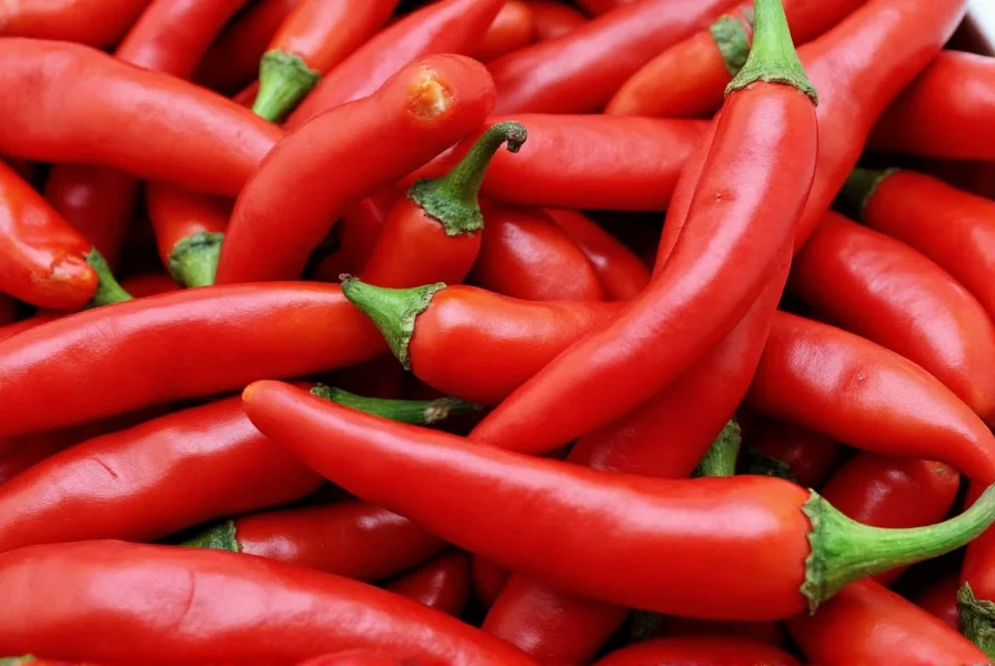 Close-up of cayenne pepper flakes on wooden spoon with fresh vegetables