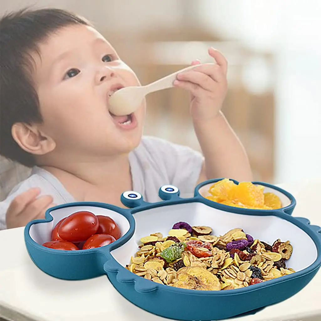 

Food Grade Silicone Baby Plate Bowl Suction Feeding Plate Silicone Baby Plate With Suction Feeding Placemat, Brown,blue,green,pink