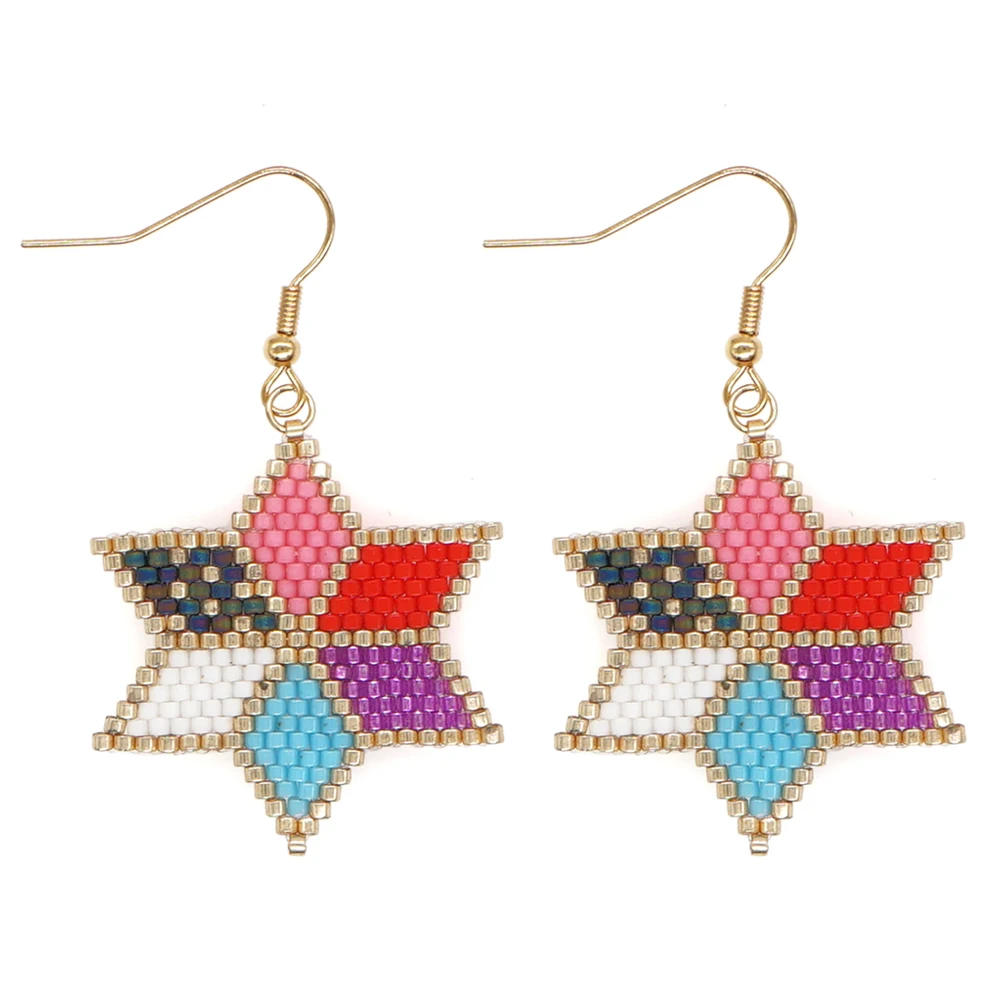 

Go2Boho New Arrival Colorful Hexagonal Star Earring Bohemia Jewelry Miyuki Beads Handmade Hook Earrings Gifts For Women