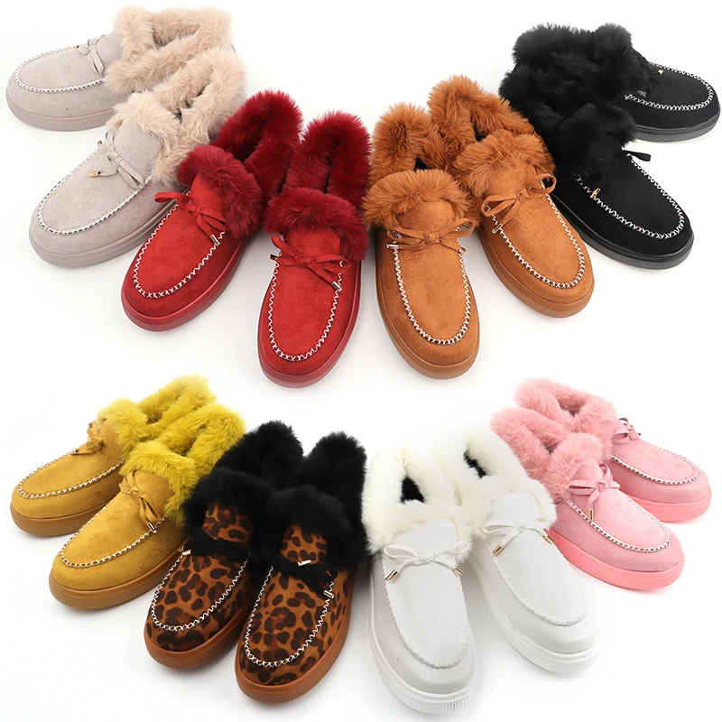 

Factory warm designer wholesale new ladies outdoor fluffy women shoes faux fur moccasins for ladies, 9 colors