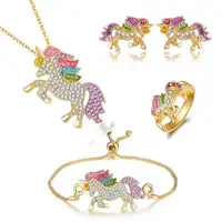 

6 Colors High Quality Crystal Unicorn Necklaces & Pendants Trendy Jewelry For Women Baby Gifts For Girls Rainbow Animal Necklace