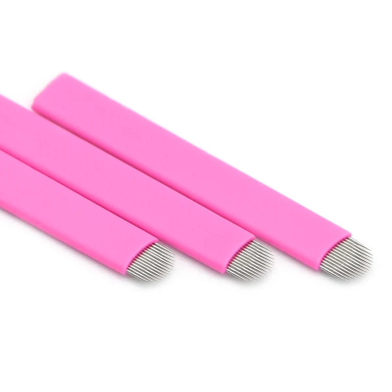 

Lovbeauty Pink Leather 304 Stainless Steel Microblading Needles Disposable Blade Ultrahard Microblades For Tattoo