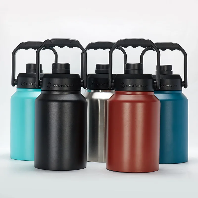 

Wholesale Big Capacity 2L hydro stainless steel water bottle with portable lid custom logo 64oz vacuum flask