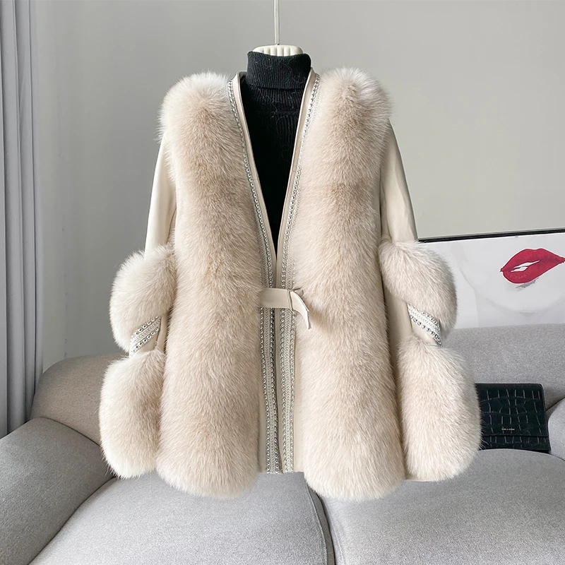 

Spring Latest Fox Fur Coats Winter Luxury Diamond Fur Coat Fox Evening Dress Real Fox Fur Coat Women