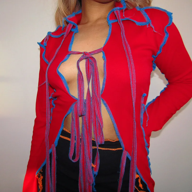 

2020 New fashion autumn Women Sexy Bow long sleeve T-shirt Tops Solid Color Long Sleeve Tops
