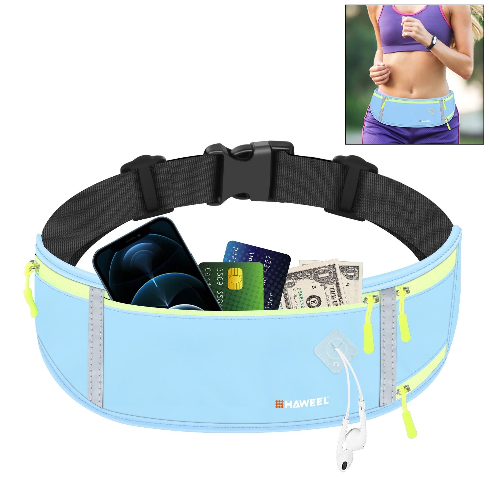 

Wholesale Fashion Custom HAWEEL Running Belt Waist Fanny Pack Bag Sports Waterproof Waist Phone Pocket