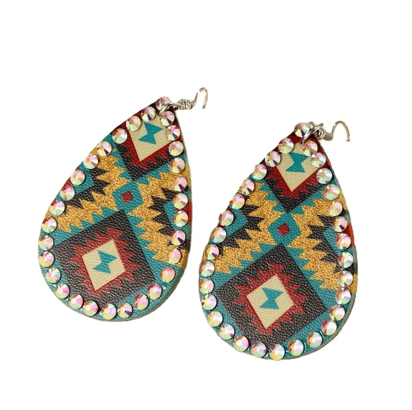 

Free Shipping Fashion New West Style Earrings Leather Drop Shape Pu Earrings, Picture colors
