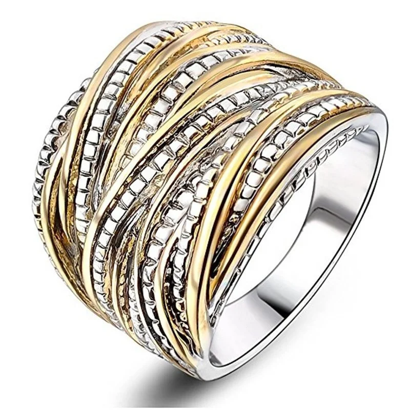 

Gold Exaggerated Personality Multi-Ring Wide Ring Designer Jewelry Famous Brands