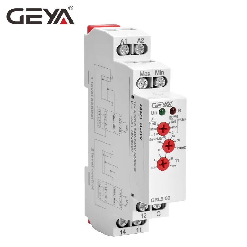

GEYA GRL8-01 AC DC24V~240V Din Rail Electronic Water Level Control Switch Float Switch Water Level Controller China level switch