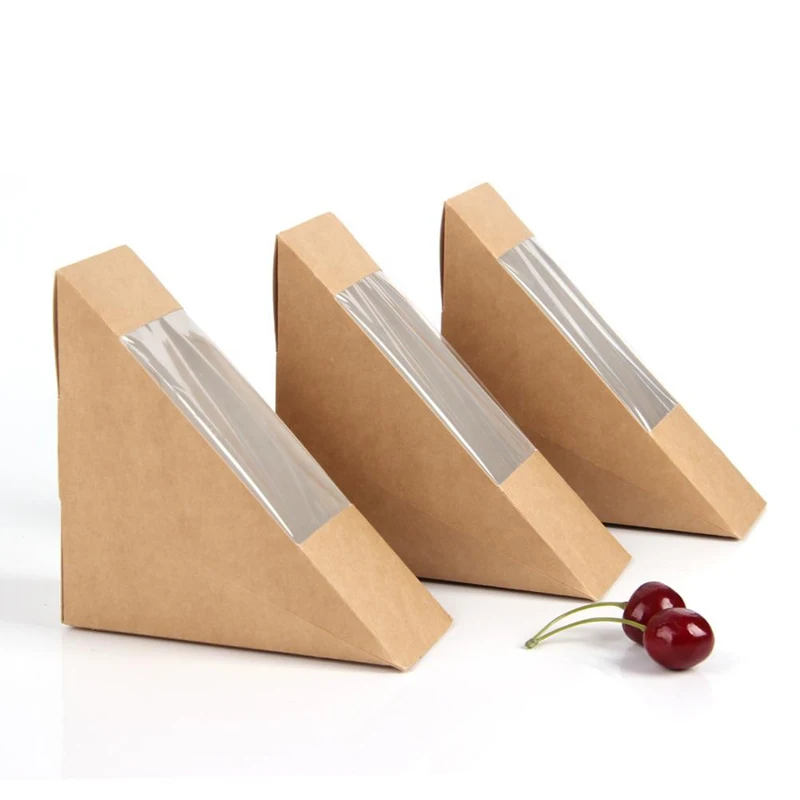 

Customization Disposable Compostable Sandwich paper box Eco Friendly Wholesale Foldable Paper Sandwich Box Packaging