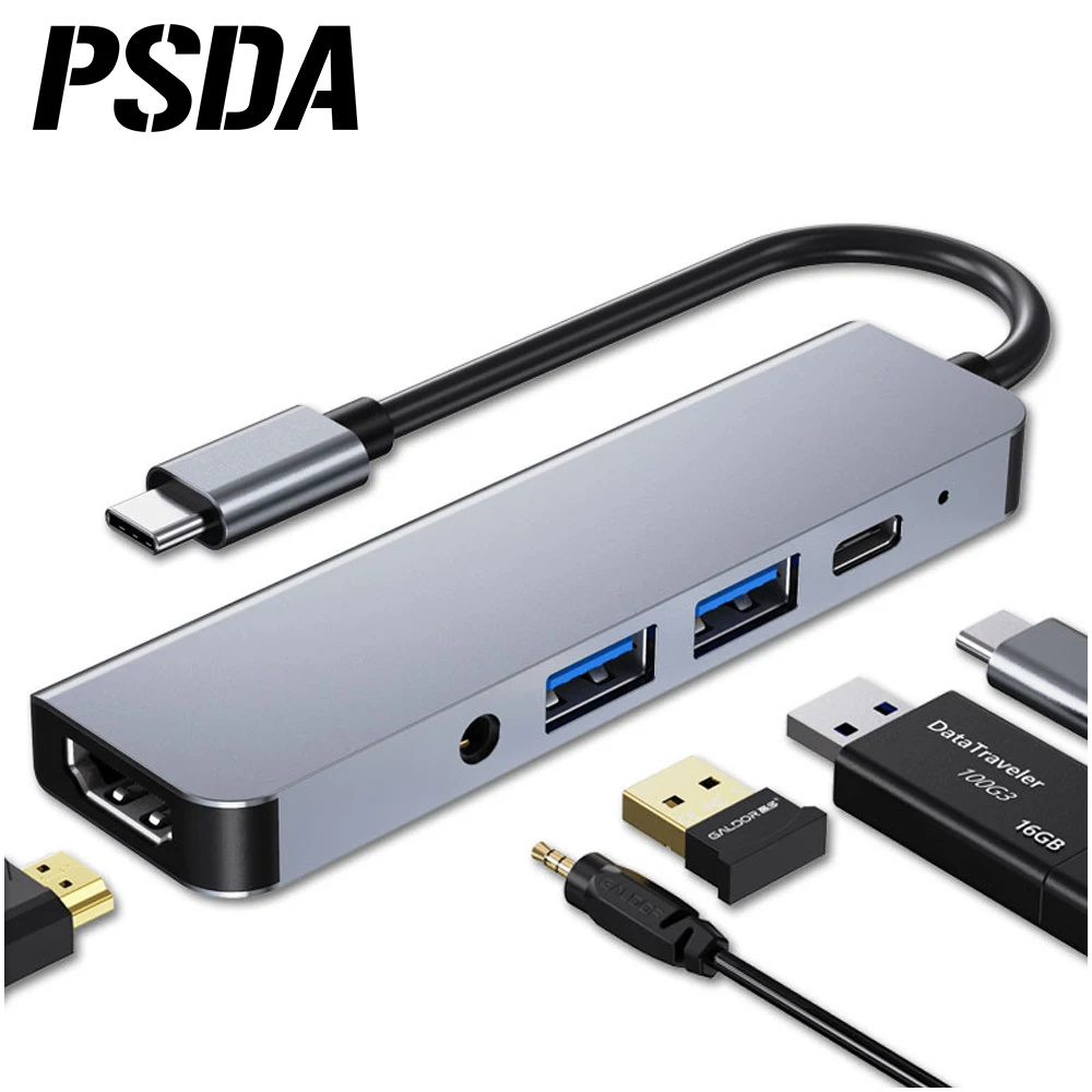 

PSDA 4 IN 1 USB C Hub for iPad Pro 2021 USB Type C to HDtv-compatible Adapter PD Hub 3.0/2.0 for Macbook Air M1