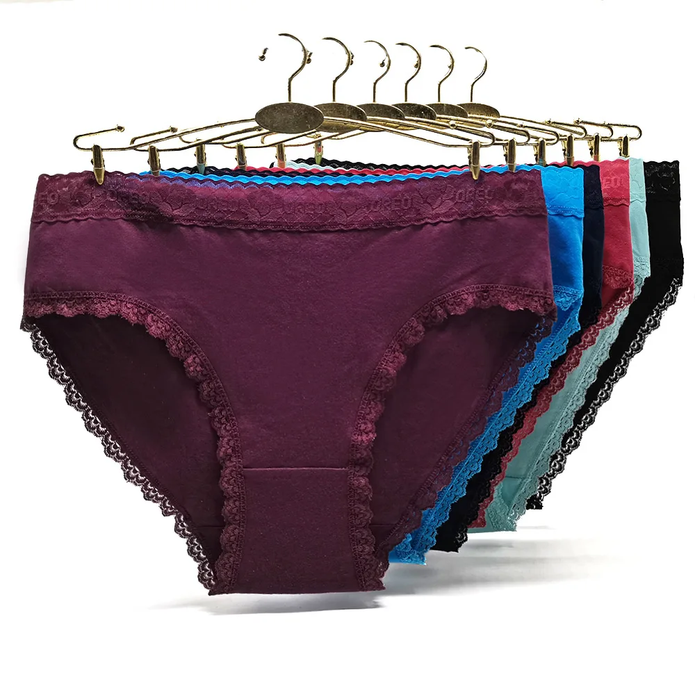 

Mummy Size Lace Waist Cotton Solid Underwear Knickers