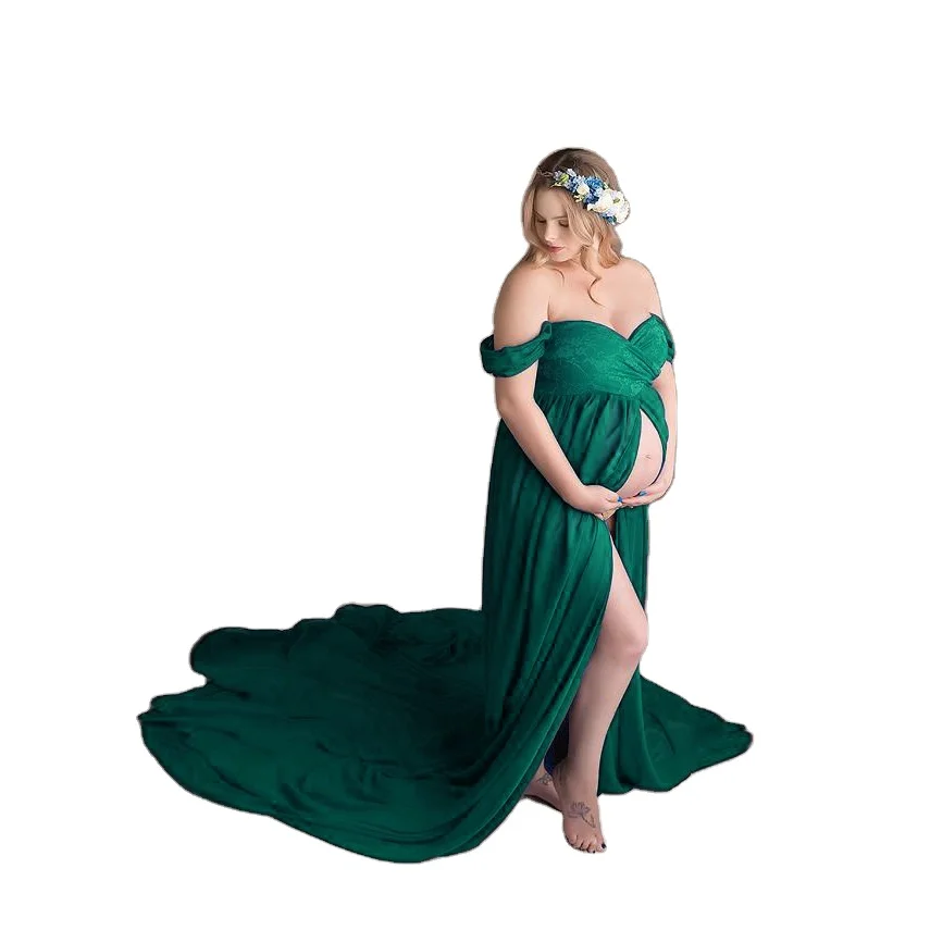 

2021 Attractive Chiffon Pregnant Women Fluttering Tail Fluttering Sleeves Long Dress Photography Dress Free Shipping, Red/other