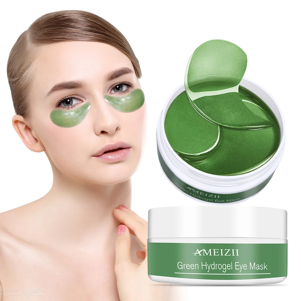 

Natural Seaweed Eye Mask Hydrogel Sleep Eye Patch Dark Circle Wrinkle Remover Parche Ojo Crystal Collagen Green Under Eyemask