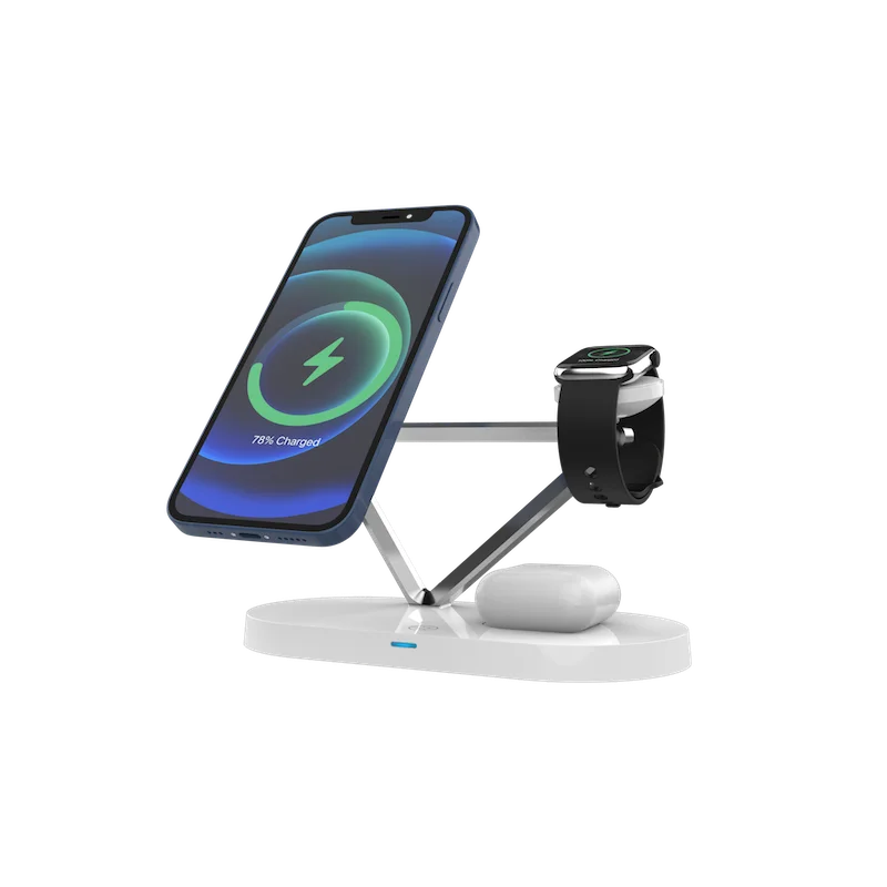 

Best 5-in-1 15W Magnetic Wireless Charger Docking Station With Ambient Light for Smartphones Smart Watch Earbuds, Black/white