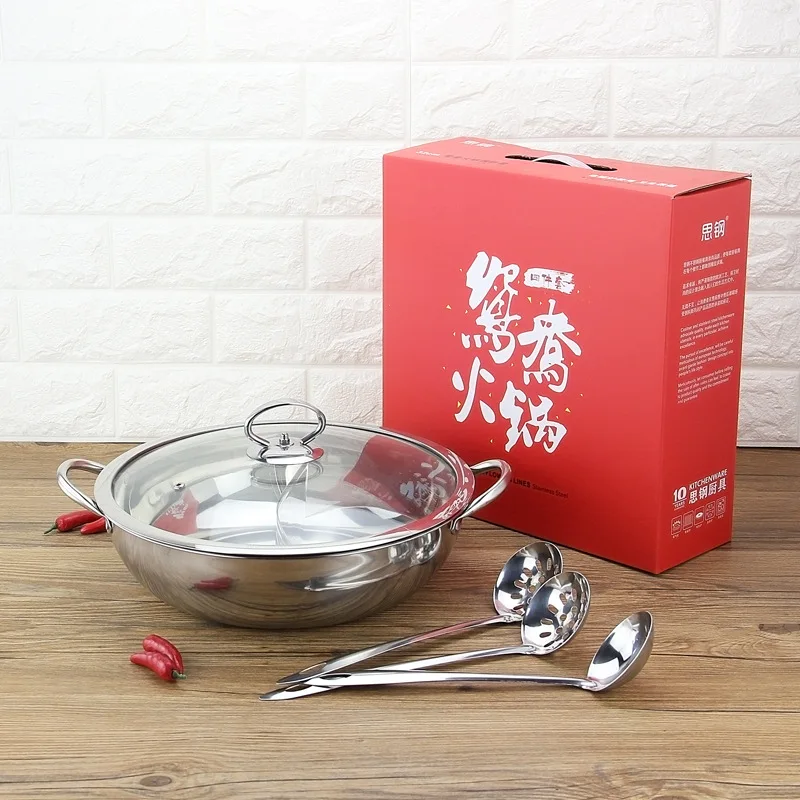 Chinese Stainless Steel Shabu Hot Pot With Divider For Induction
