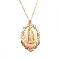 

Qmylife New Vintage Ladies Accessories Virgin Mary Necklace Religious Catholic Inlaid Crystal Mother Mary Pendant Necklace