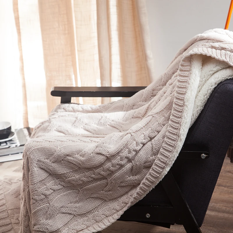 AMJR נורדי עיצוב כבד עבה שכבה כפולה שמיכת חורף למיטה