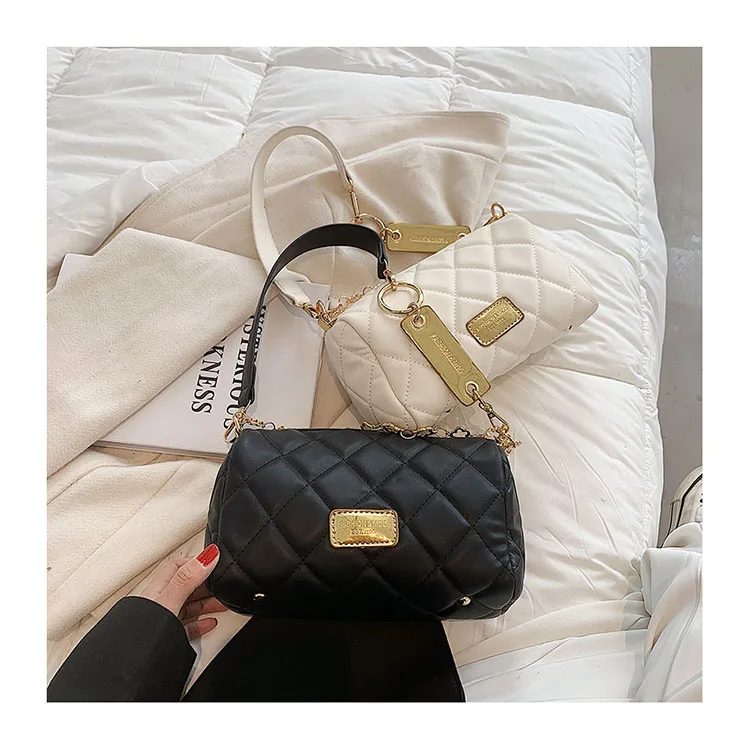 

Stylish Diamond Lattice Shoulder Armpit Bags Solid Color Fashion Women Chain Messenger Bags Luxury Female Purses and Handbags