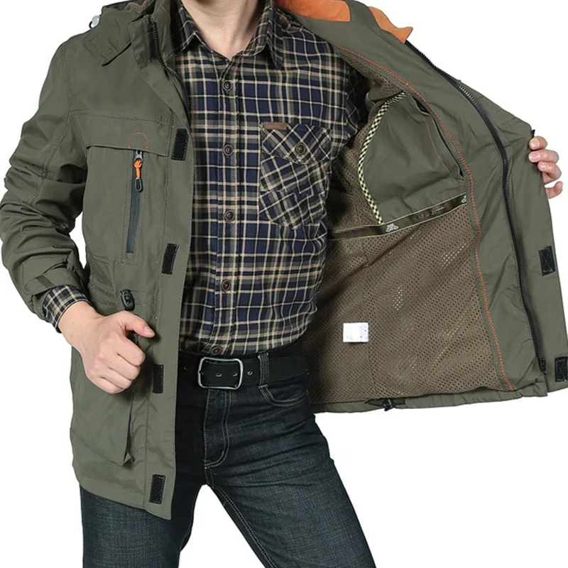 

2021 High Quality Custom Windproof Mens Long Warm Winter Coat Parka Overcoat Jacket With Removable Hooded, Blue/army green / khaki