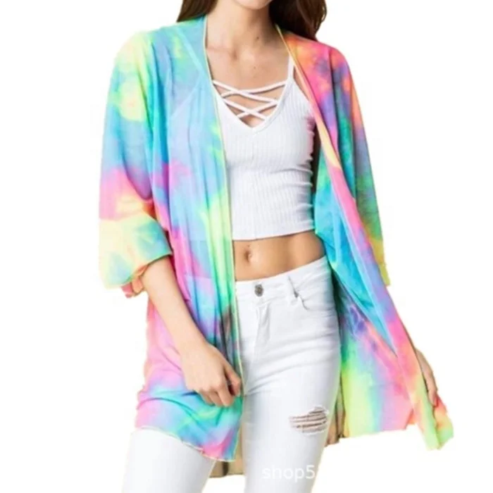 

Hot Sale Summer Long Sleeve Sun-proof Women Rainbow Cardigan, As the picture shows