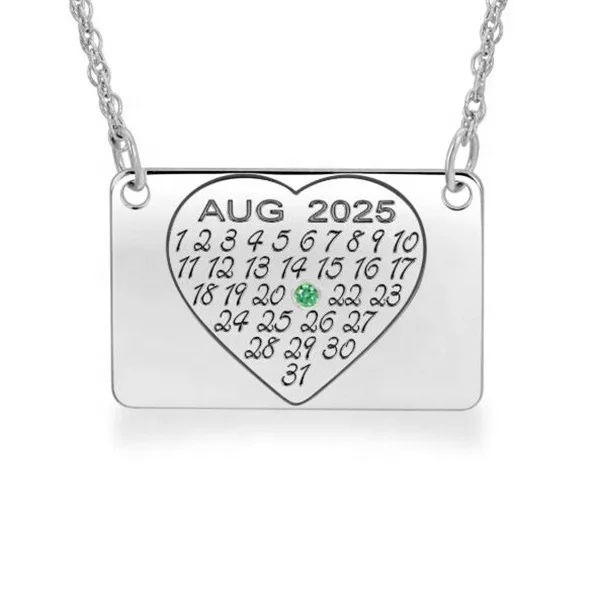 

Yiwu Aceon Stainless Steel Memory Gift Birthstone Calendar Heart Engravable Rectangle Necklace