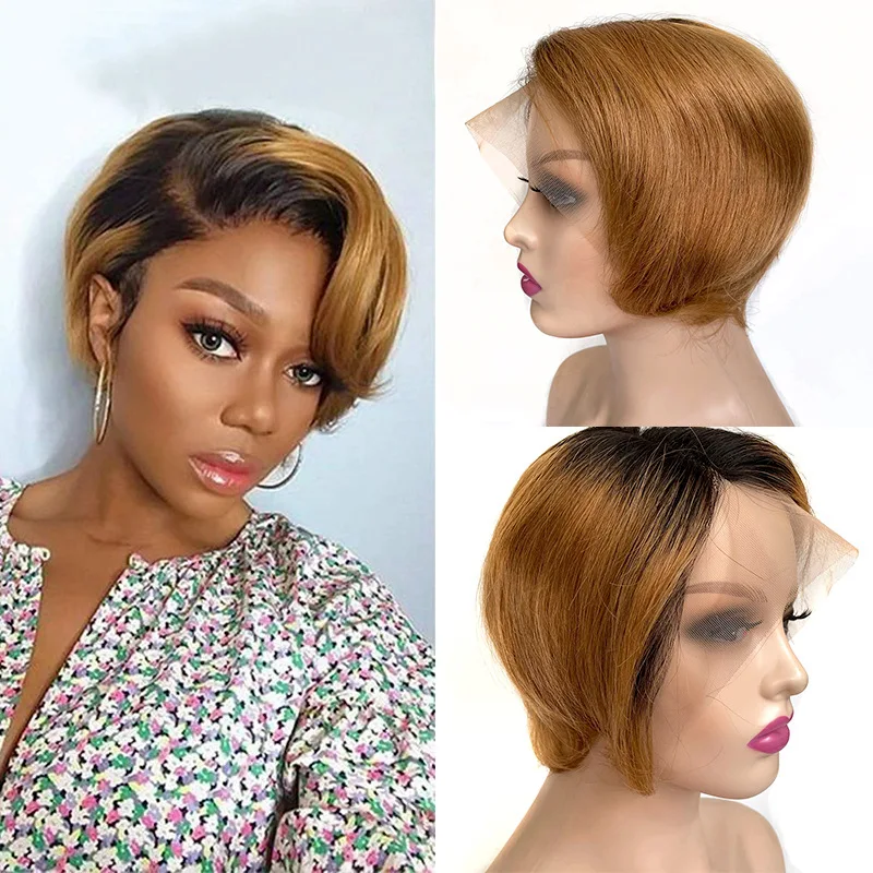 

100% Virgin Hair T Part Pixie Cut Short Frontal Lace Wigs virgin lace front wigs human hair wigs