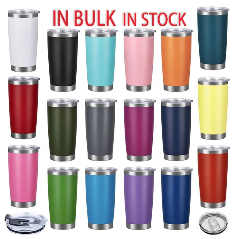 

20oz 30oz Tumbler Cups In Bulk Double Walled Vacuum Insulated Powder Coated Tumblers Cups with lid and straw