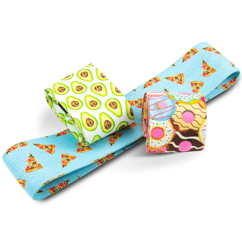 

Exercise Stretch Heavy Custom Food printing resistance band workout Donuts Patterned Fabric Booty bands resistant, Customized color