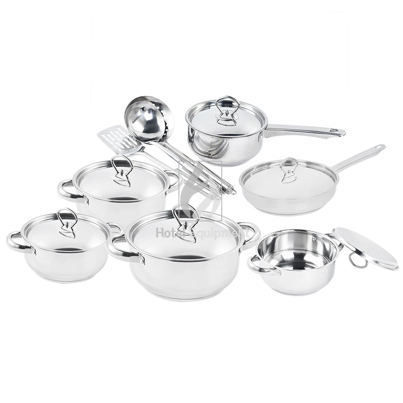 

Professional 15 piece pots pans set SS cookware set food camping pot