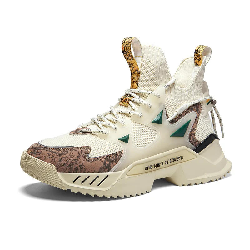 

Spring new men's high-top sneakers socks shoes running men's shoes, 3 colors