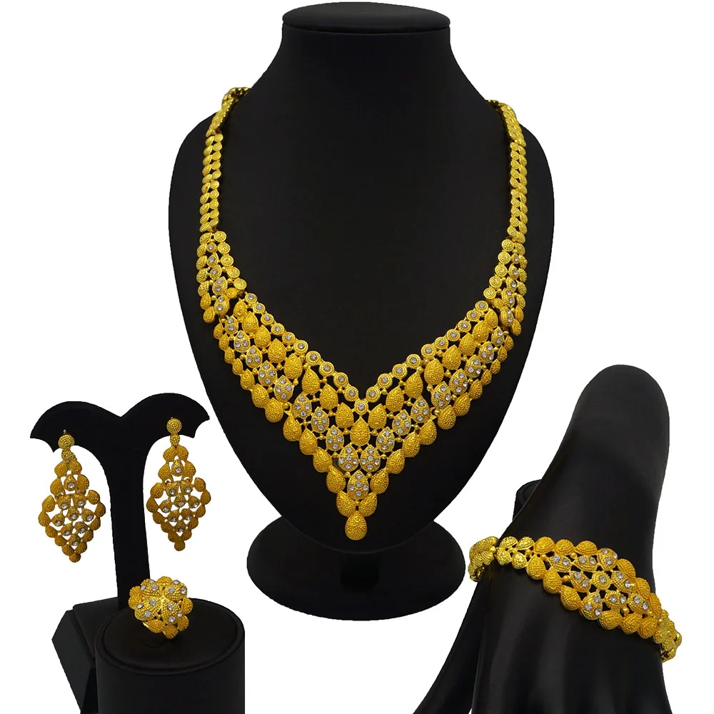 

2019 Mirafeel luxury african style dubai gold plated wedding jewelry set elegant bridal jewelry set BJ750