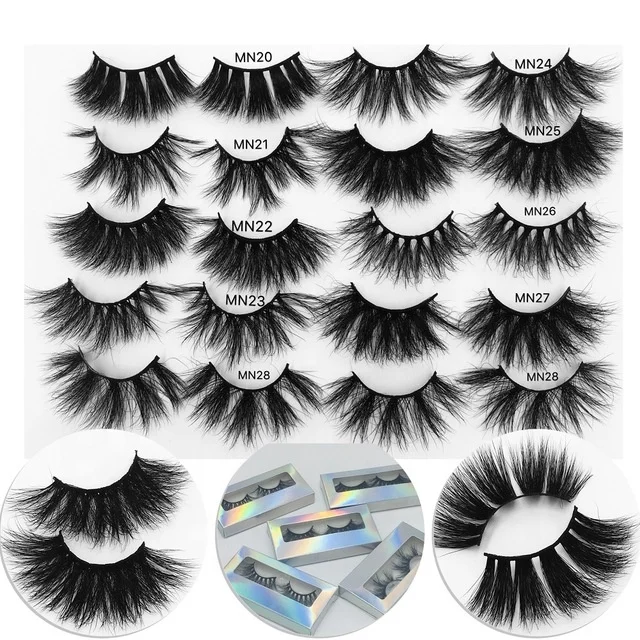 

BEAU FLY 1 Pair 25mm Mink False Eyelashes 27mm Dense Long False Eyelash with Box, Black