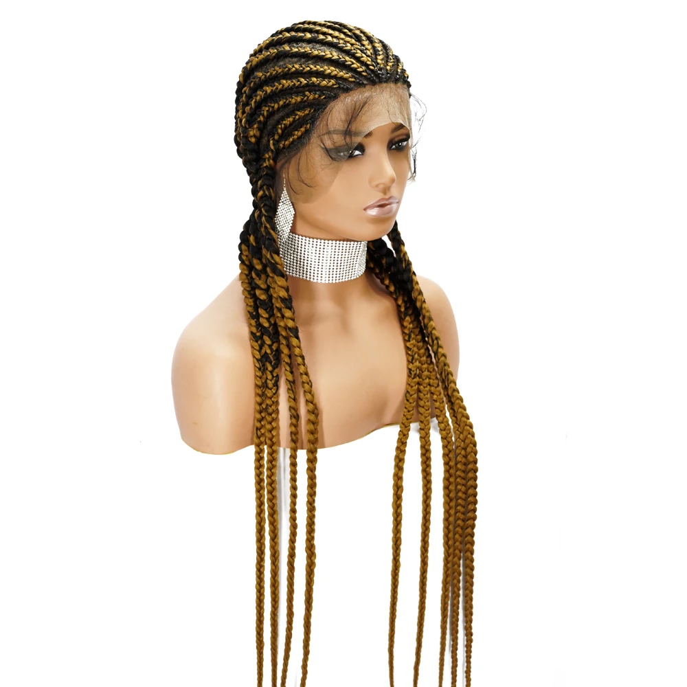 

braided wigs wholesale Synthetic Lace Full Wig for Women with Baby Hair Twist Braids Cornrow Wigs, Picture