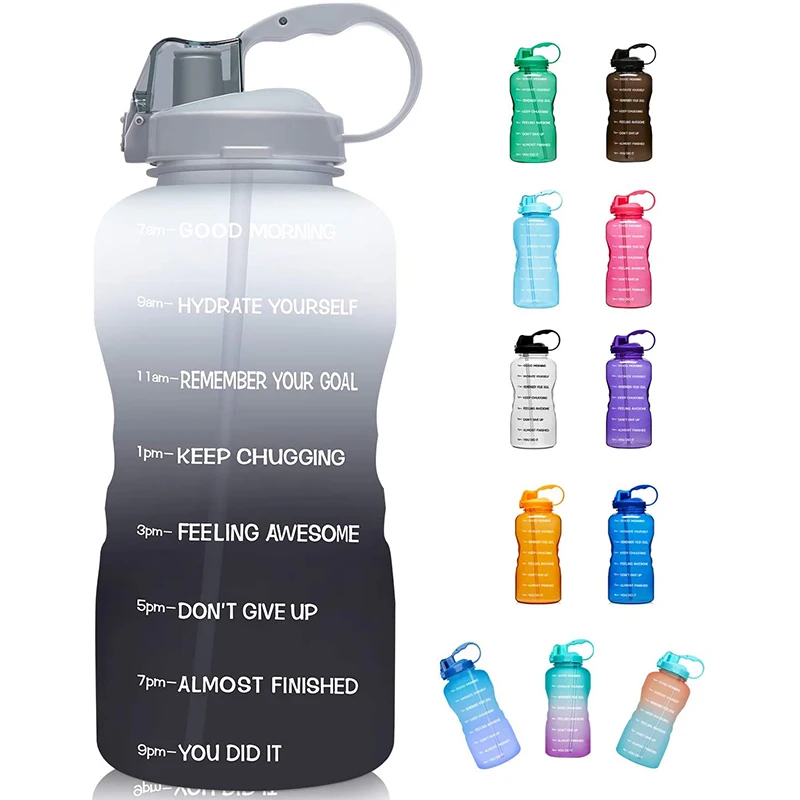 

64oz Motivational Large capacity Water Bottle with Straw Time Marker Leakproof BPA Free mason jar tumbler mug seal straw, Current,or customized as your like.