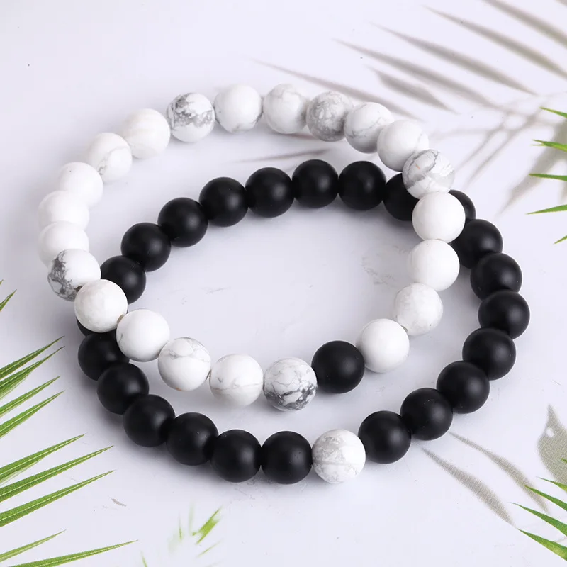 

Most popular fashion unisex simple handmade bead 2pcs set bangle bracelet couple