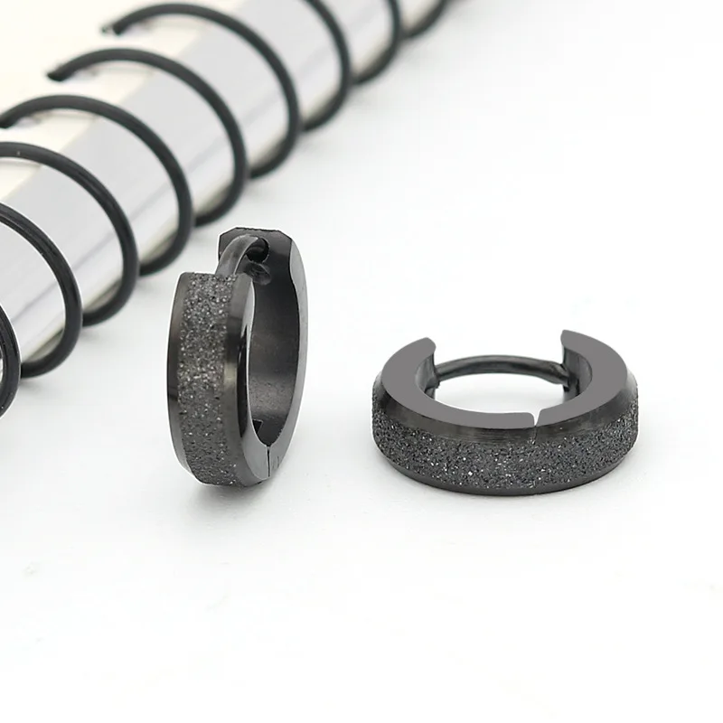 

Fashion All-Match Explosion Stainless Steel 4*9 Golden Matte Pressed Sand Surface Earrings Women, Picture