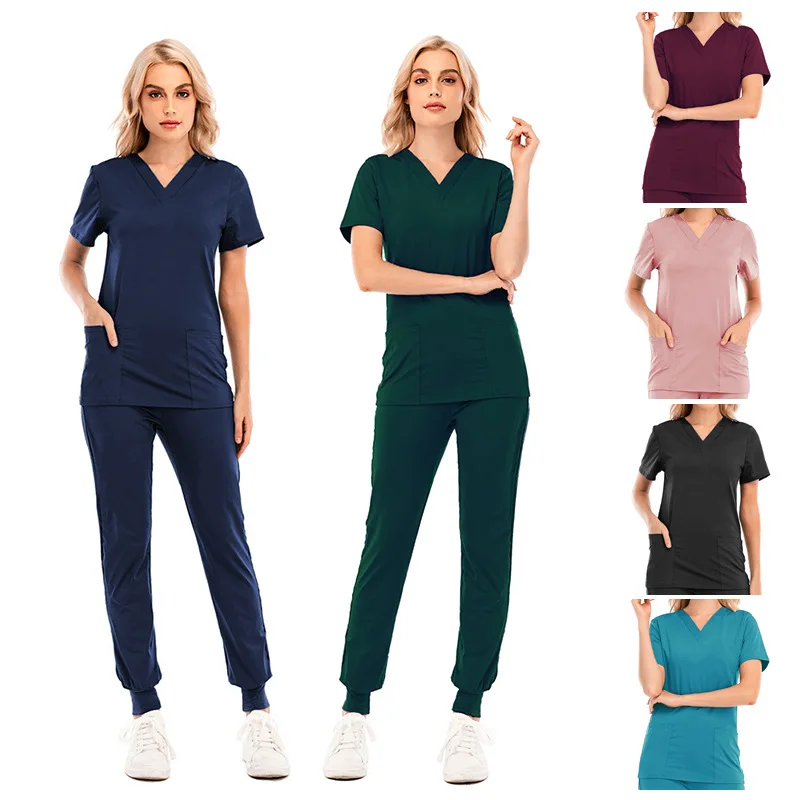

Top Quality Custom wholesale scrubs suit stacked scrubs wear plus size stretch men black pants jogger scrub set with Pocket, Picture colors