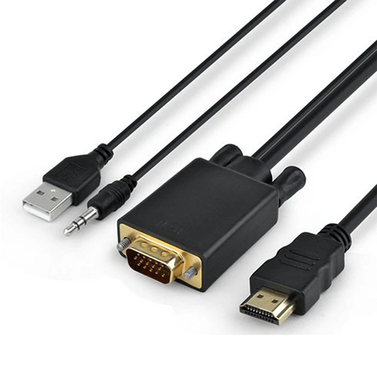 Hdmi To Vga Adapter Cable With  Audio Cord,1080p Hdmi To Vga Male  Converter Cord Support Mackbook Ps3 Ps4 - Buy Hdmi To Vga Cord,Hdmi To  Video Converter,Amazon Hot Sell Hd Mi